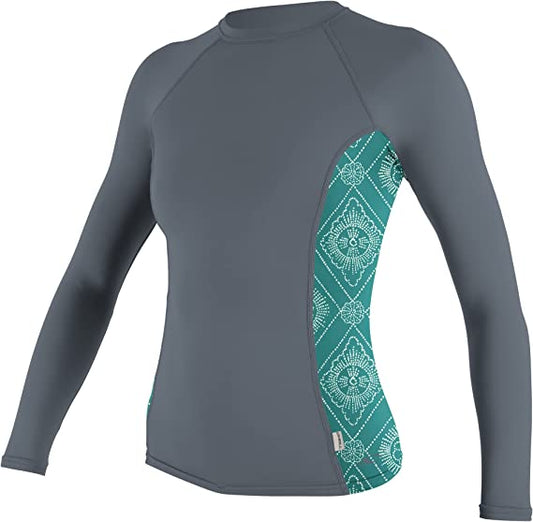 Oneill Women's Side Print L/S Rashguard UV 50+ - TRADEWND/LILIANTILE Womens Rashguard