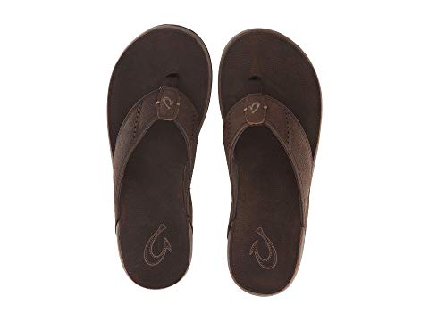 Olukai Nui Mens Leather Sandals - Espresso/ Espresso Mens Footwear
