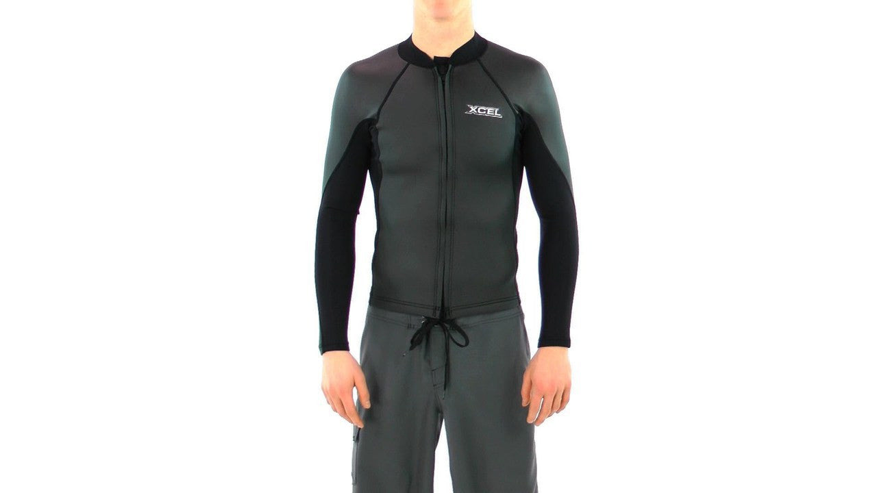 XCEL Mens Front Zip Smoothskin Black Wetsuit Top MS236AX4 Wetsuit
