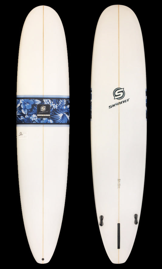 SOLD Skinner 8'10 X 22.7 X 2.8" Poly Longboard Floral Band 64 Liters Surfboard