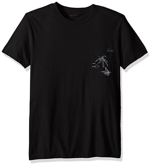 RVCA Palm shark SS Pocket Tee - Black Mens shirt