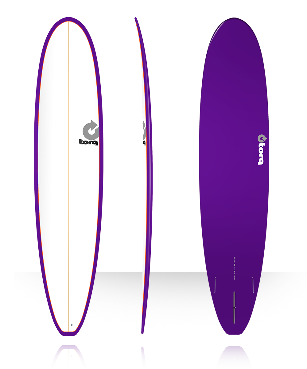Torq 8'6" Longboard Surfboard - Pinline Purple White Deck Surfboard