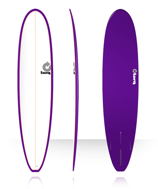 Torq 8'6" Longboard Surfboard - Pinline Purple White Deck Surfboard