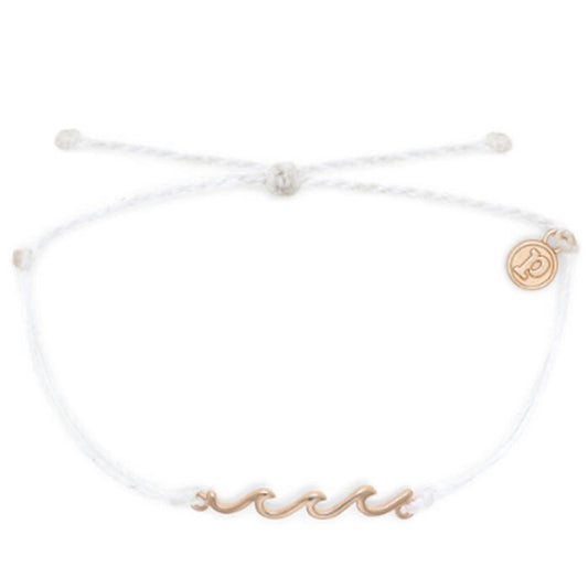 Pura Vida Rose Gold Delicate Wave Bracelet - White Jewelry