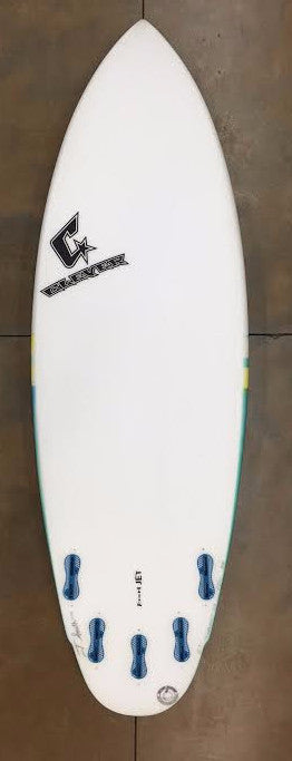 Clever 5'7 Fish Jet Green air Brush Surfbord 4796 surfboard