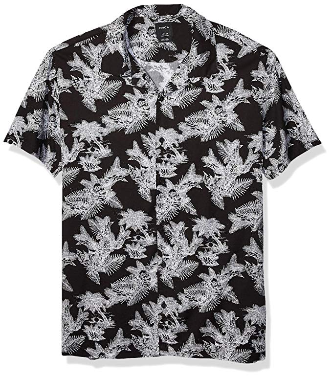 RVCA Paradise Parrot SS Mens Woven Shirt - Black Mens Woven Shirt