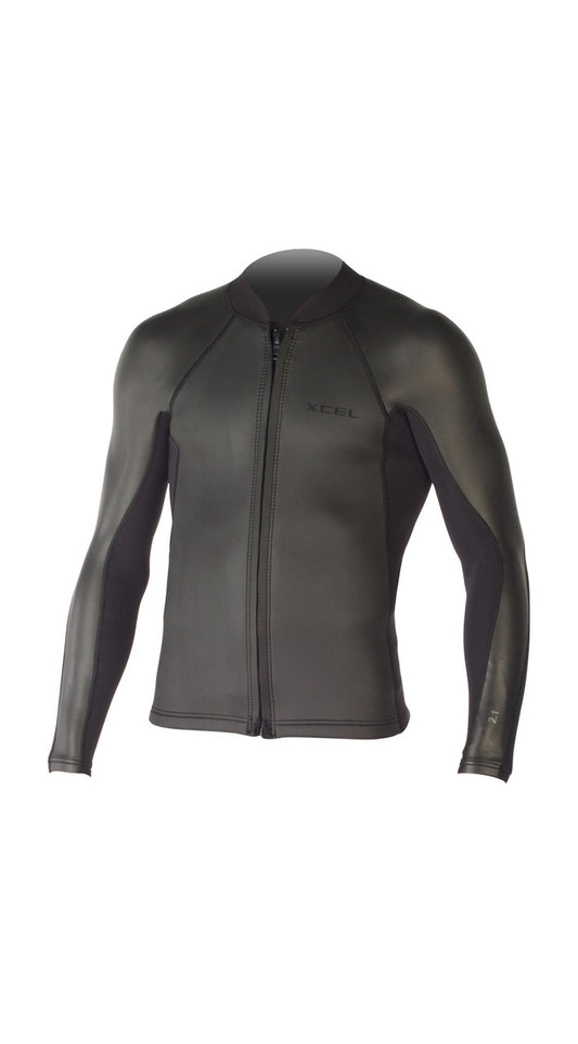 XCEL Axis Mens L/S Wetsuit Top Front Zip Black Smooth Skin MS236AX4 Wetsuit Top