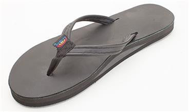 Rainbow Sandals Women's Black Classic Leather Single Layer Narrow Strap 301ALTSNTTBK Womens Footwear