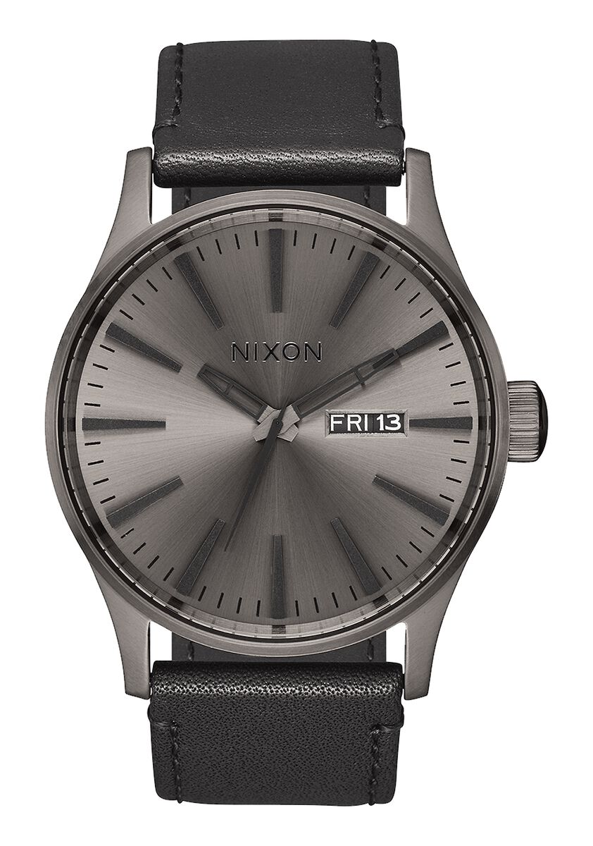 Nixon Sentry Leather Watch - Gunmetal Black Watch