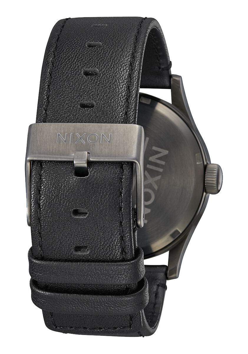 Nixon Sentry Leather Watch - Gunmetal Black Watch