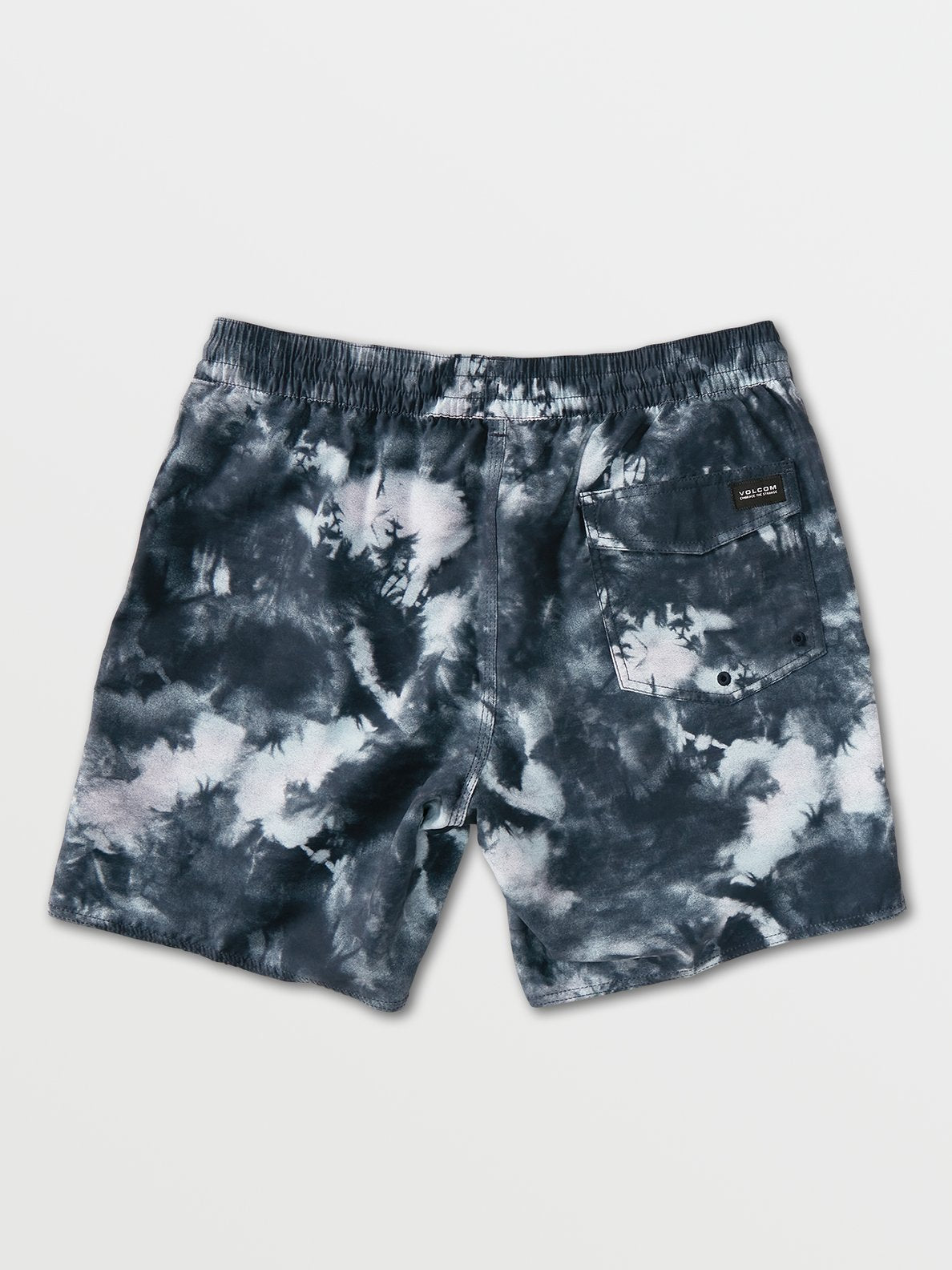 Volcom Poly Morph Trunk Elastic Waist 17" Trunk - Navy Tie Dye Mens Shorts