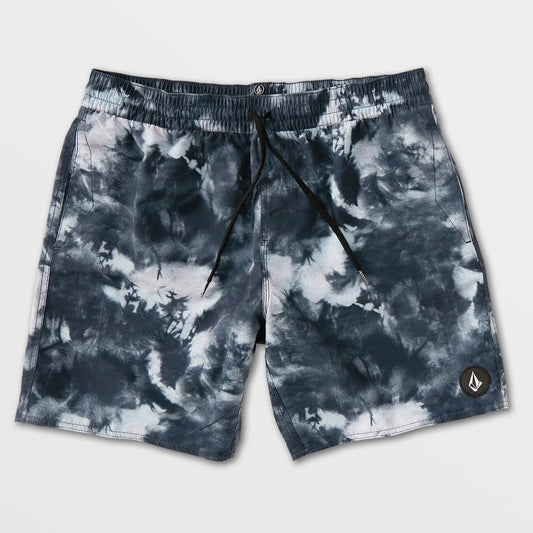 Volcom Poly Morph Trunk Elastic Waist 17" Trunk - Navy Tie Dye Mens Shorts