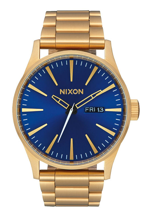 Nixon Sentry SS - All Gold Blue Sunray Watches