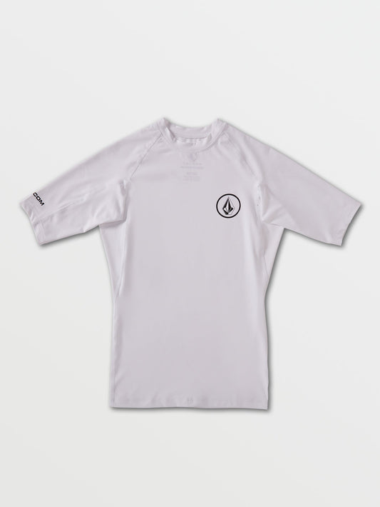 Volcom Lido Solid Men's SS Rashguard SPF 50 - White Rashguard Sun Protection