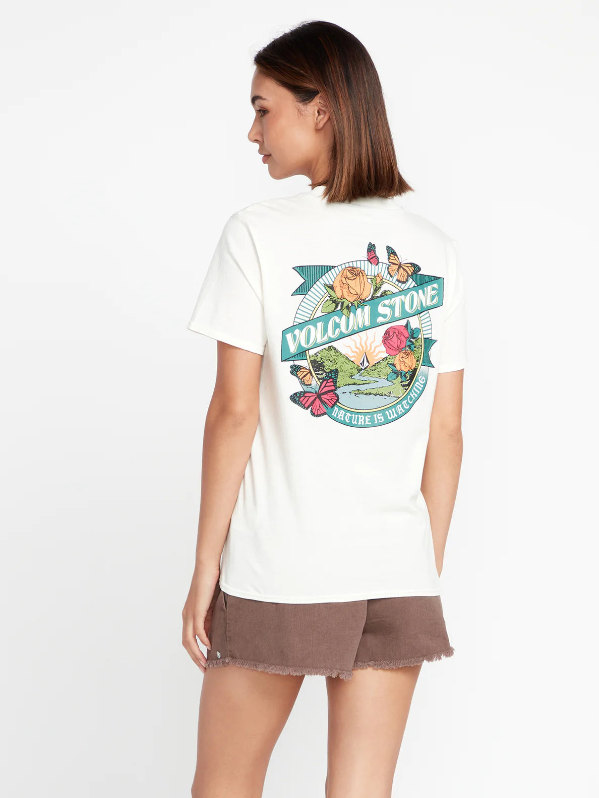 Volcom Lock it Up Women's T Shirt - White Womens T Shirt