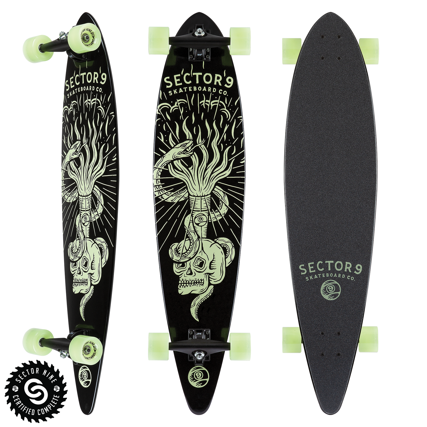 Sector 9 BASILISK COMPLETE LED Glow Wheels Longboard Skateboard