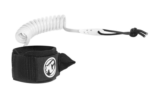 Creatures Coiled Wrist Body Board Leash - White Black Surf Leash