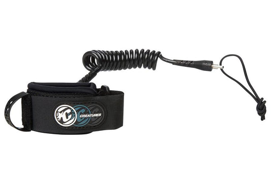 Creatures Deluxe Coiled Wrist Body Board Leash - Black Surf Leash