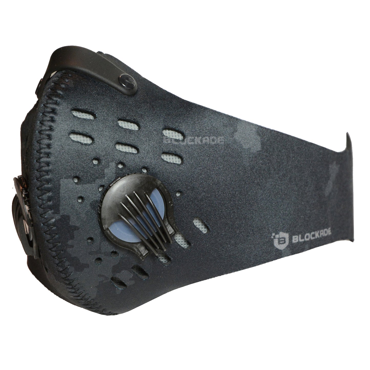 Black Camouflage Face Covering with Breathing Valves and Filter - Black Camo Face Cover