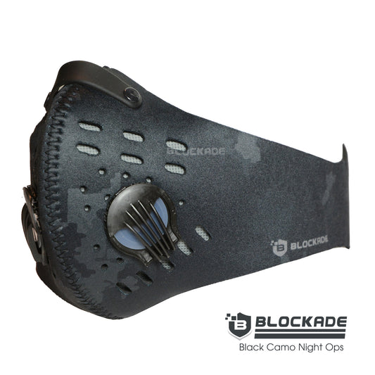 Face Mask with removable filter and exhale valves Black - Camo - Desert Camo Face Mask Black Camouflage