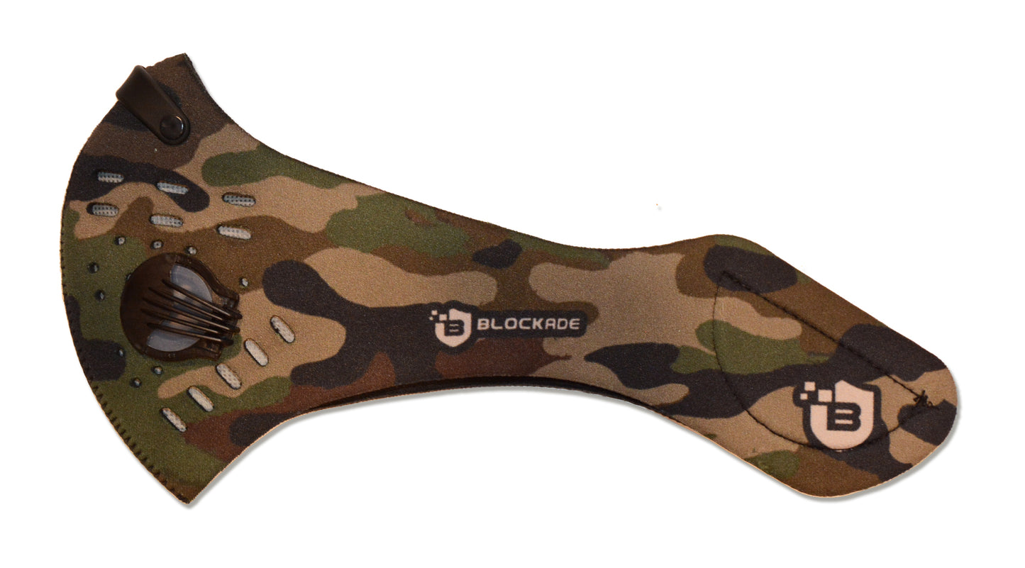 Blockade Face Mask Woodland Camo with replaceable filter - Free Shipping - In Stock Face Mask