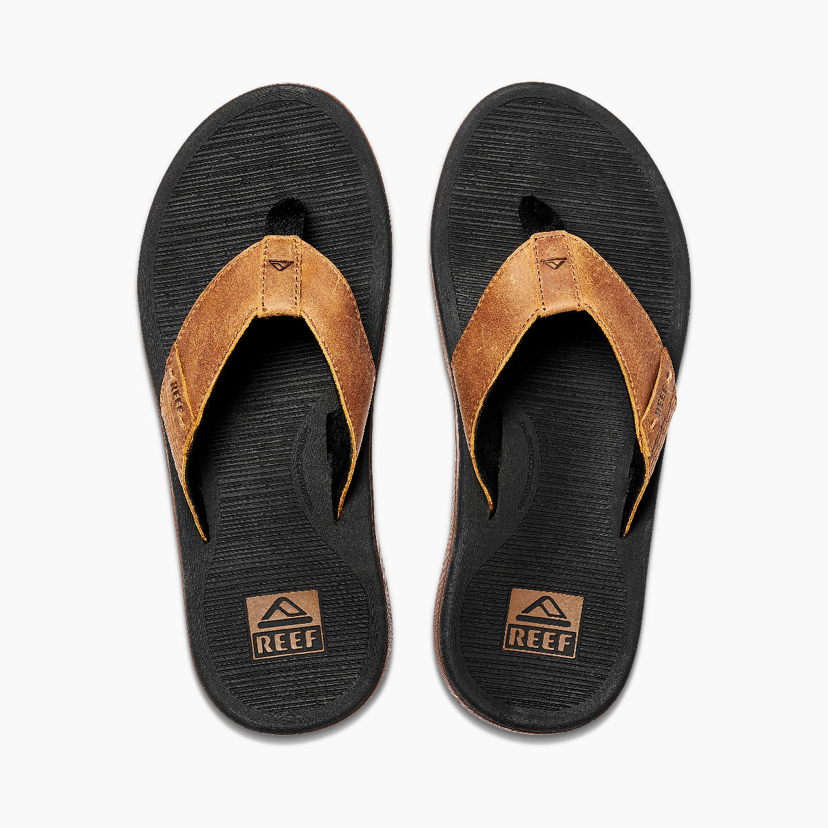 Reef Santa Ana LE Leather Sandals - Black and Tan Mens Footwear
