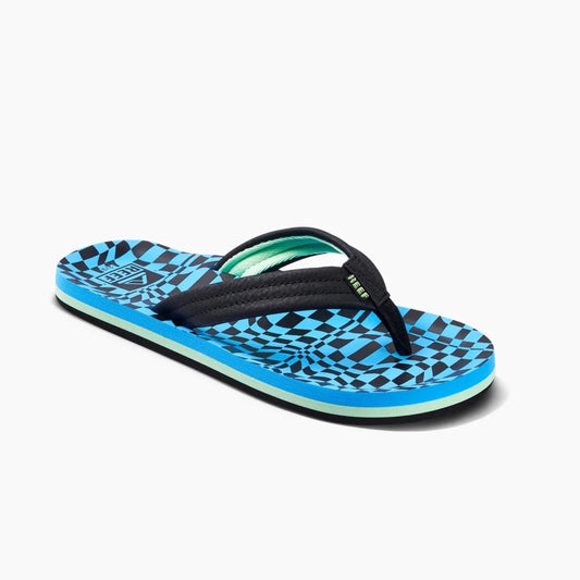 Reef Kids Ahi Sandals - Blue Shell Checkers kids footwear