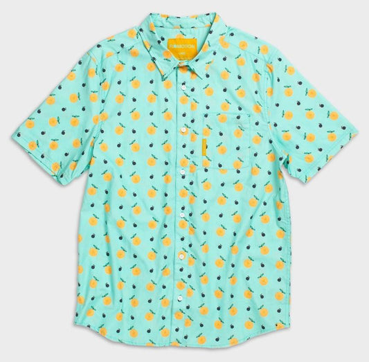 Flomotion Champ Men's Woven Shirt w/ Oranges - Mint Mens Woven Shirt