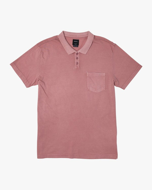 RVCA PTC Pigment Polo SS Mens Polo Shirt - Dusty Rose / Blue Haze Men's Polo