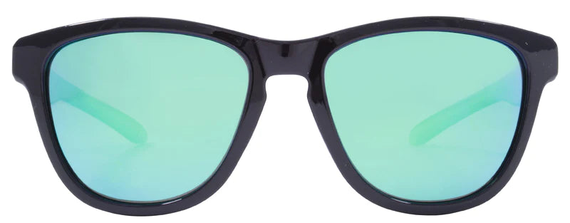Kreedom Good Times Sunglasses Black Gloss Green Mirror Polar