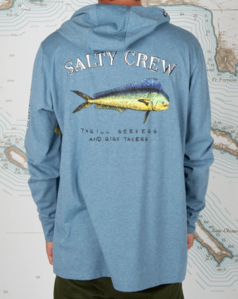 Salty Crew El Dorado Hoodie Tech Tee - Harbor Blue mens hoodie
