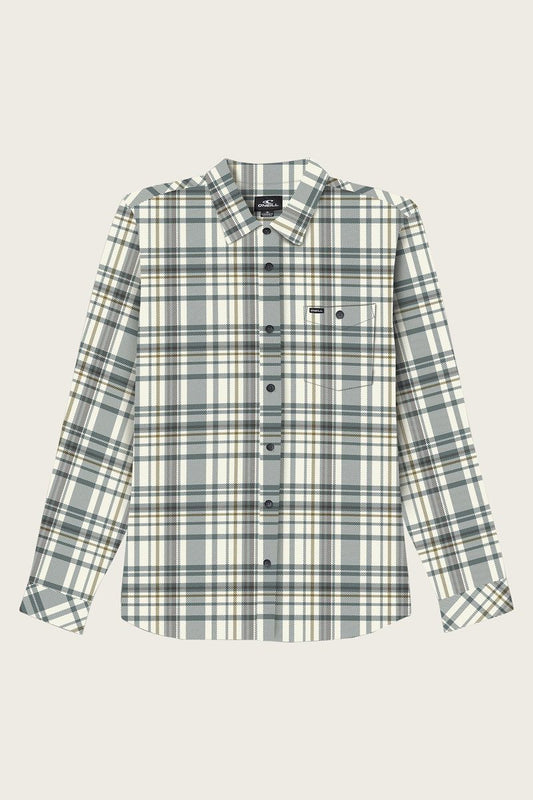 Oneill Redmond Plaid Stretch Mens Flannel - Cream Mens Woven