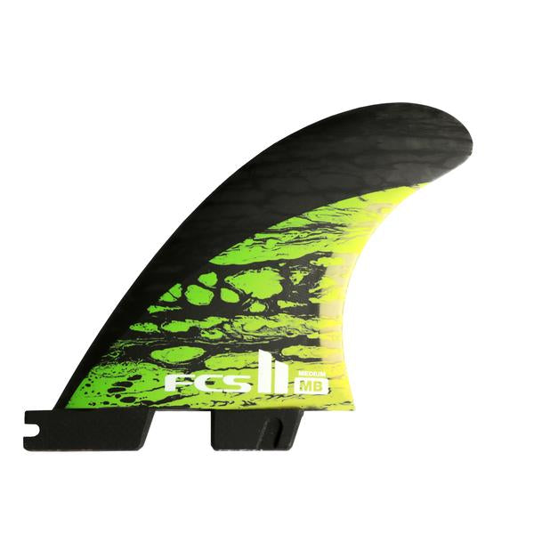FCS II MB PC Carbon TRI Quad FIN SET 5 Fin Set - Matt Biolos Fins Medium Green