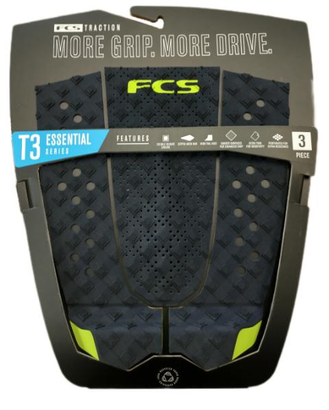 FCS T-3 Traction Pad 3 piece traction, designed to suit performance boards. Traction Pad Midnight Acid Yellow