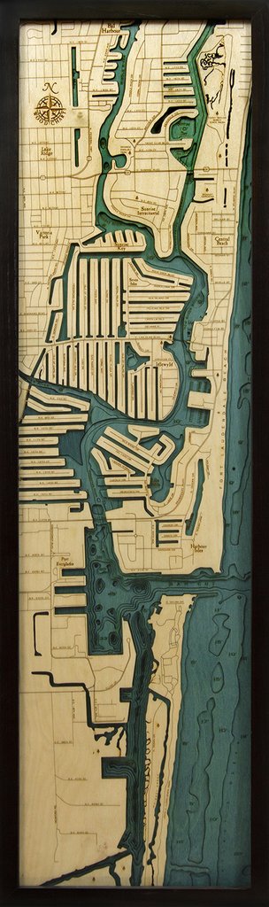 Fort Lauderdale Wood Map 43 x 13.5" Misc