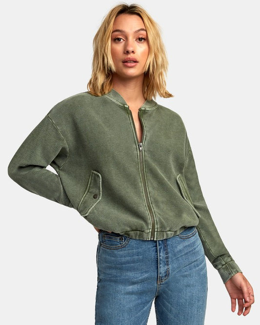 RVCA Flock Zip Womens Bomber Jacket - Sage Jacket