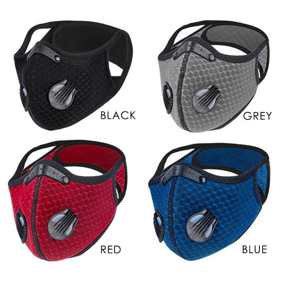 Gym Face Cover made of 3d Mesh With Filter and Valves - Black - Blue - Camo Face Cover