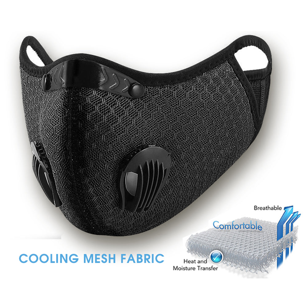 Gym Face Cover made of 3d Mesh With Filter and Valves - Black - Blue - Camo Face Cover Black
