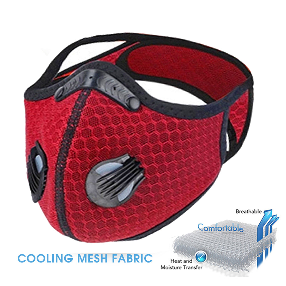 Gym Face Cover made of 3d Mesh With Filter and Valves - Black - Blue - Camo Face Cover Red