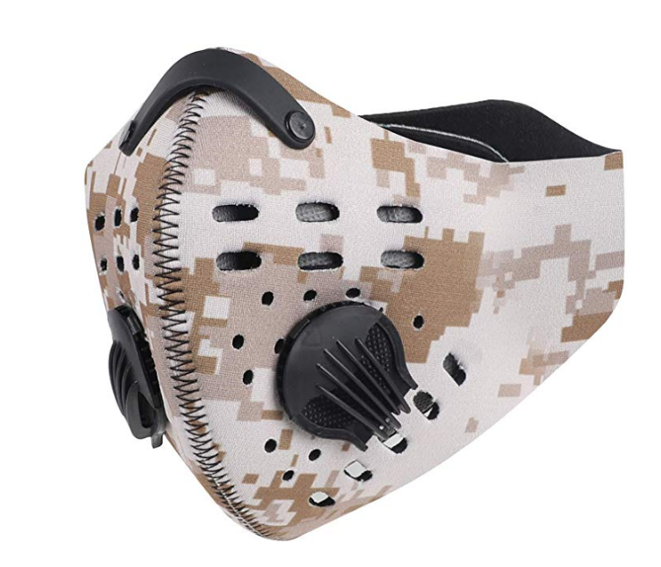 Face Mask with KN95 removable filter and exhale valves - Black - Camo - Desert Camo Face Mask Desert Digi Camo