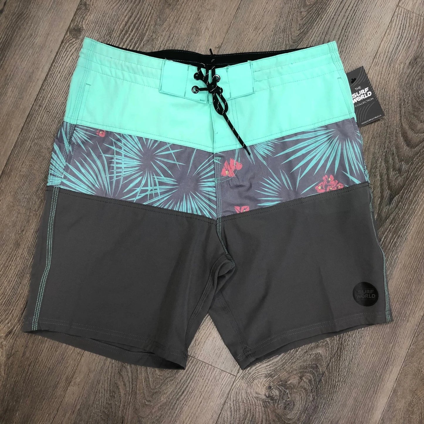 Surf World Sawgrass Boardshorts - The Surf World Collection - Teal Grey Mens Boardshorts