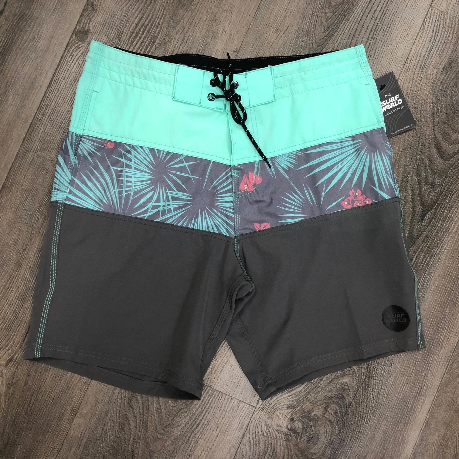 Surf World Sawgrass Boardshorts - The Surf World Collection - Teal Grey Mens Boardshorts