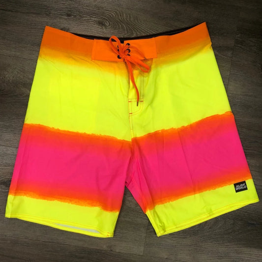 Surf World Gnarly Seas FL Boardshorts -Neon Yellow Orange Mens Boardshorts