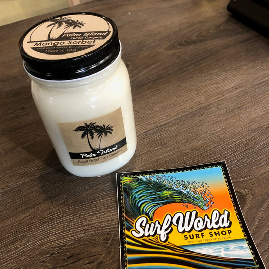 Palm Island Candle Co. 16 oz Mason Jar -Mango Sorbet candle