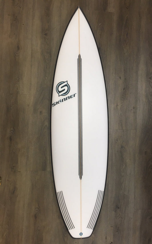 SOLD Skinner 6'4 x 20.25 x 34.30 Liters Hyper Drive Shortboard Black Rail 5 Fin FCS Surfboard