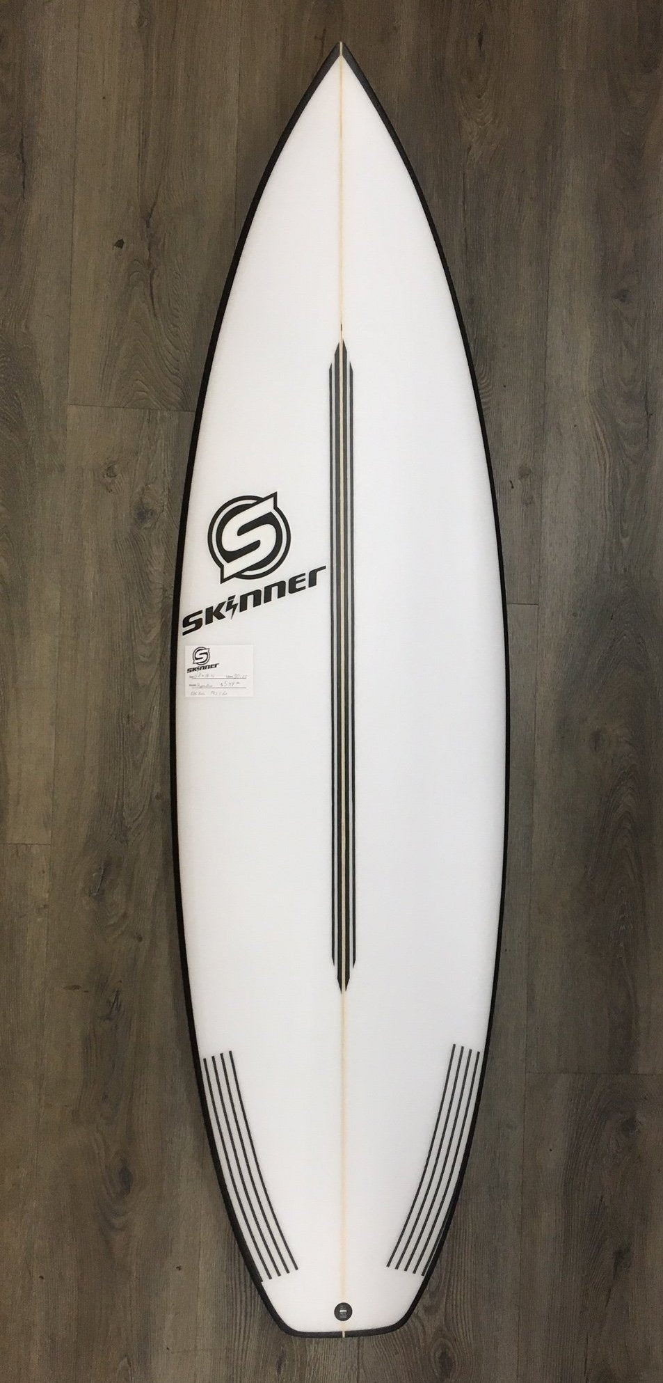 SOLD Skinner 6'0 x 20 x 32 Liters Hyper Drive Wide Tail Shortboard Black Rail 5 Fin Futures Surfboard