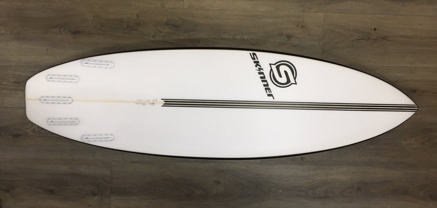 SOLD Skinner 6'0 x 20 x 32 Liters Hyper Drive Wide Tail Shortboard Black Rail 5 Fin Futures Surfboard