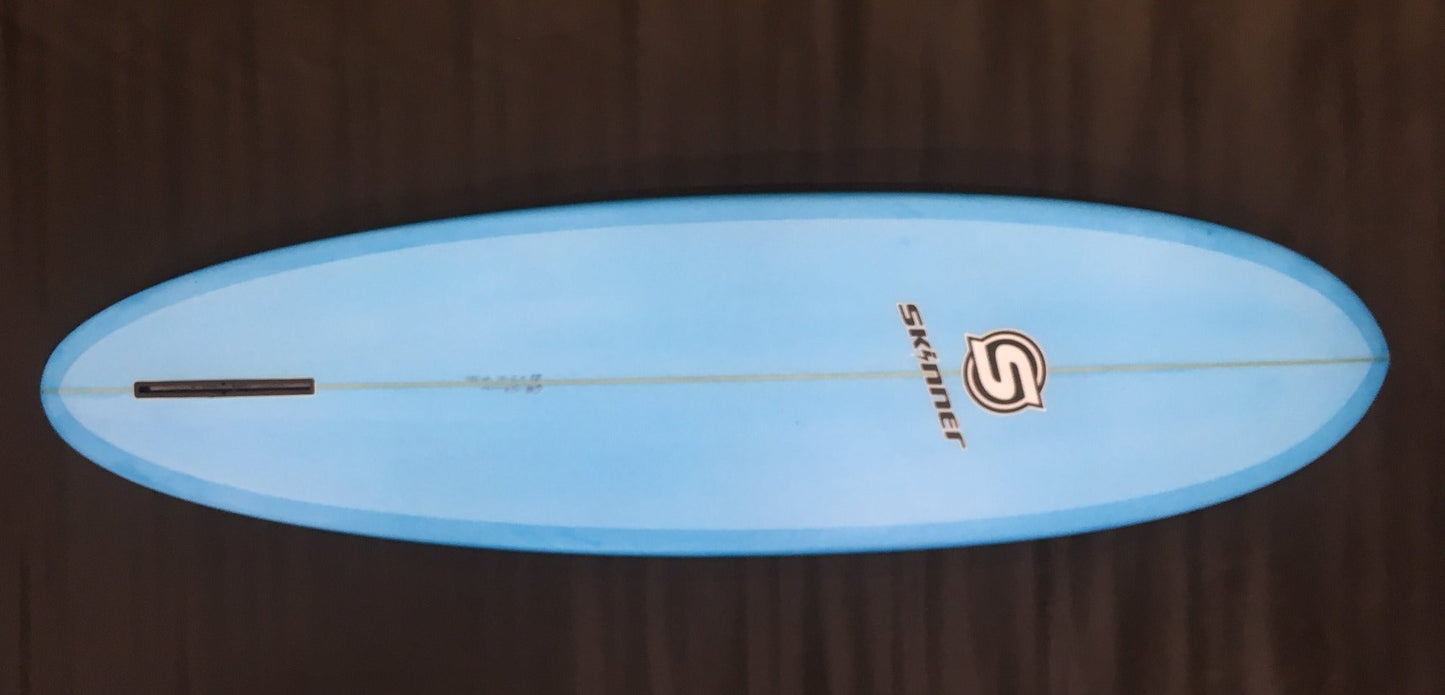 SOLD Skinner Surfboards 6'8 x 21" x 2.65" Single Fin Egg Rd Pin Poly Resin Tint Blue - 40.91 Liter Surfboard
