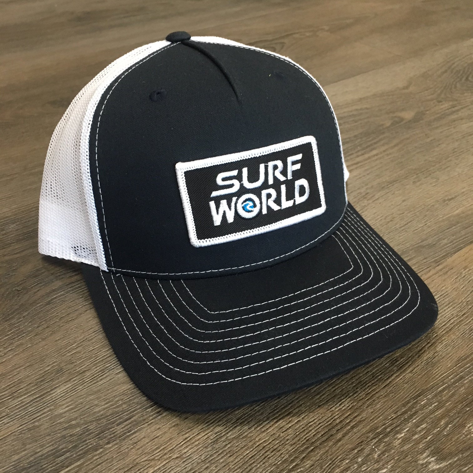 Surf World Snap Back Trucker Hat - Rectangle Mens Hat Black