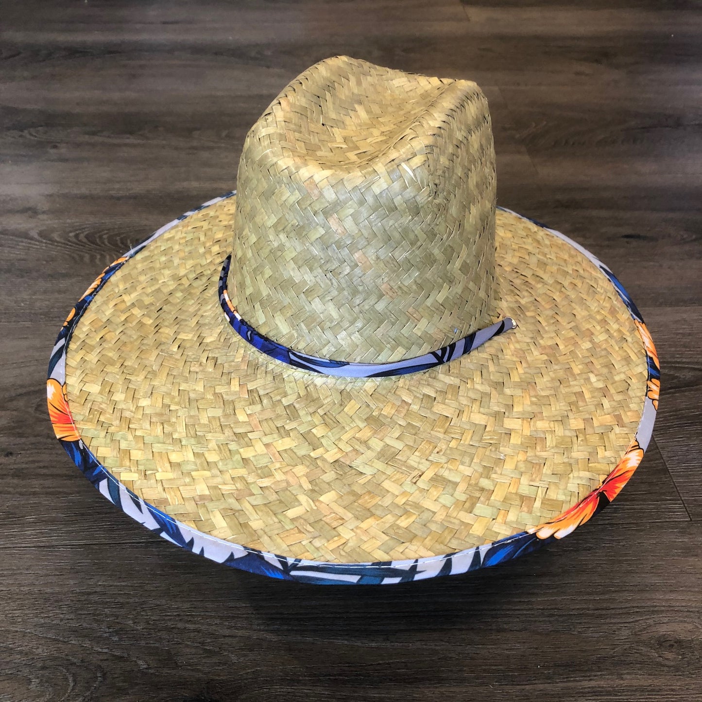 Goldcoast Kenny Blue Leaf Underbrim Straw hat - Natural Lifeguard Hat